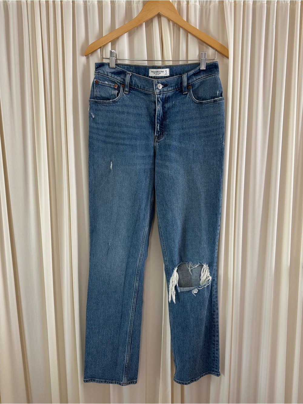 Abercrombie Low Rise 90s Straight Curve Love Jean Crossover Waist Sz 27/4 - Picture 2 of 6